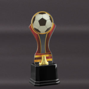 Troféu de Futebol  em acrílico Vermelho com 23cm