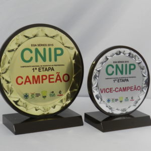 Placa de Homenagem dourada redonda com 18cm de diâmetro - Image 3