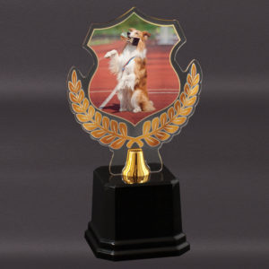 Troféu de Cão em acrílico com 21cm