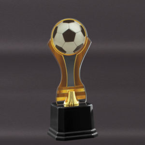 Troféu de Futebol em acrílico Dourado com 23cm