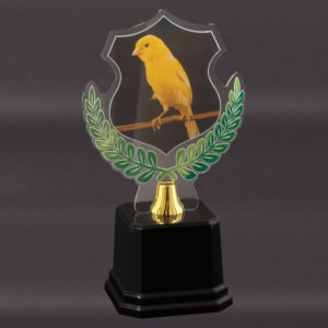 Troféu de Canário em acrílico  com 21cm
