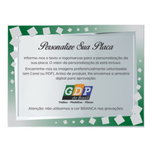 Placa de homenagem prateada com 20cm X 15cm (8120-PR)