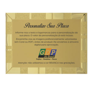 Placa de homenagem dourada com 20cm X 15cm (820-DO)