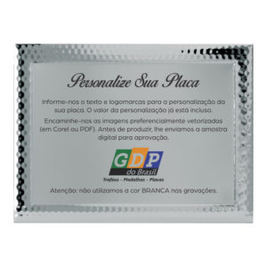 Placa de homenagem prateada com 20cm X 15cm (9420-PR)