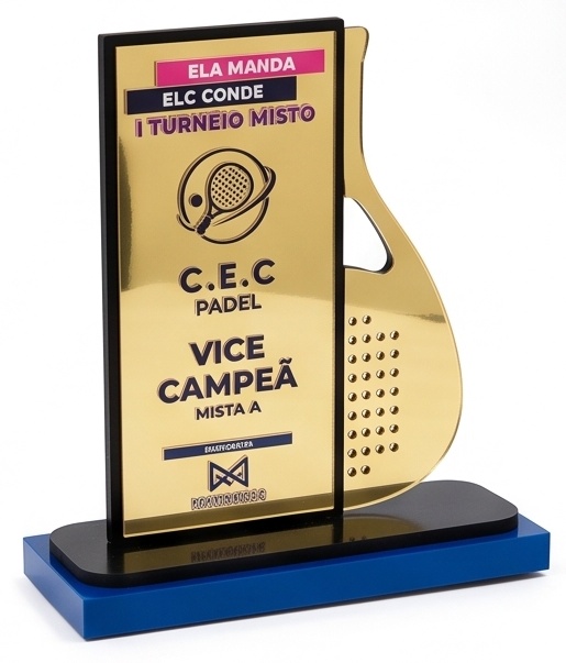 placa-padel-dourada-vice-campea