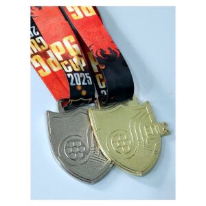 Medalha Fundida Brasão Futebol - Dourada e Prata - Imagem 1