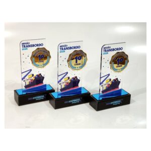 Troféu Navio Acrílico - Missão/Metas
